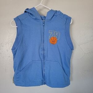 Simply Basic Baby Boy 18 Month Blue Sleeveless Vest Full Zip Hooded Basketball